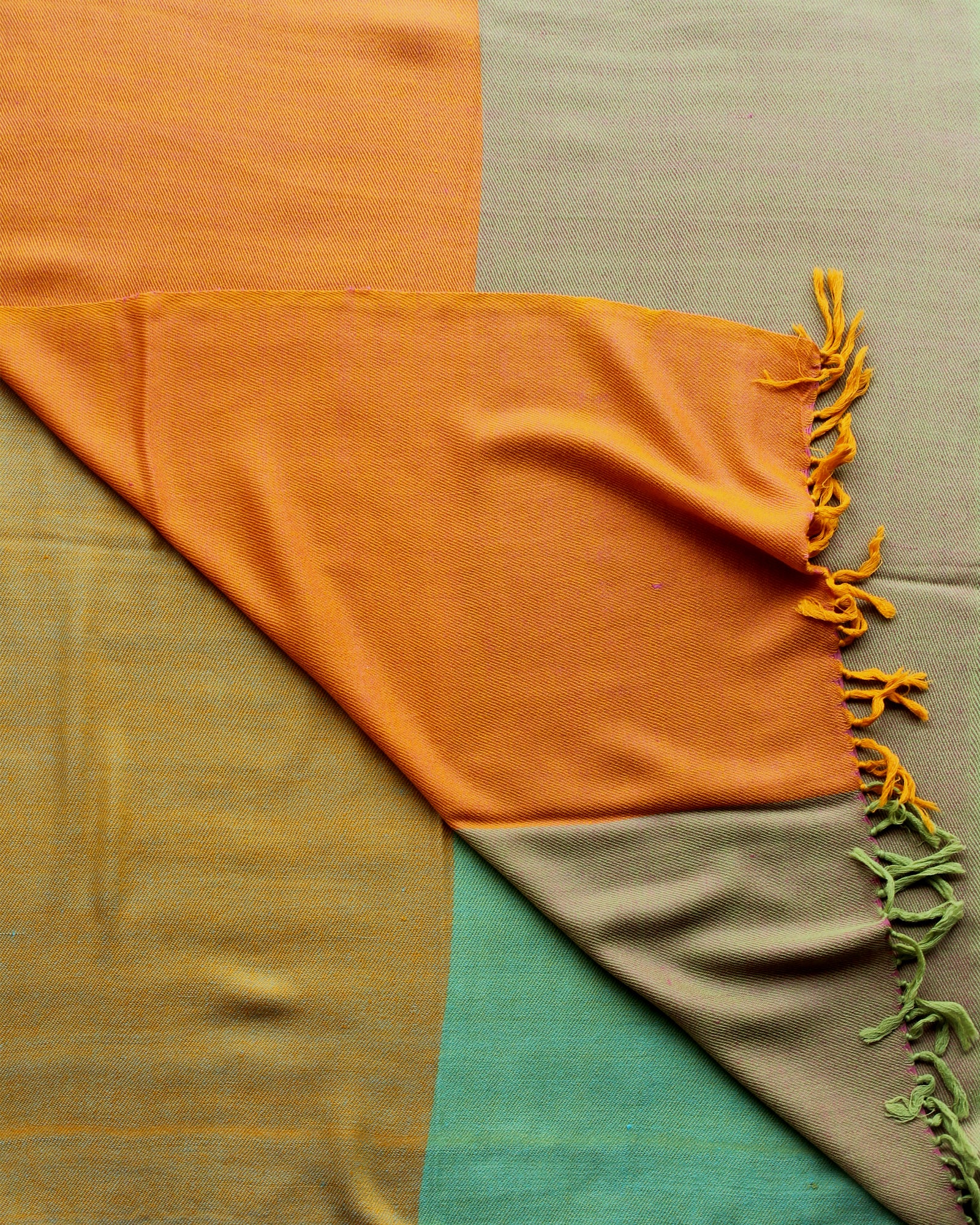 Mustard Green Block Woven Stole