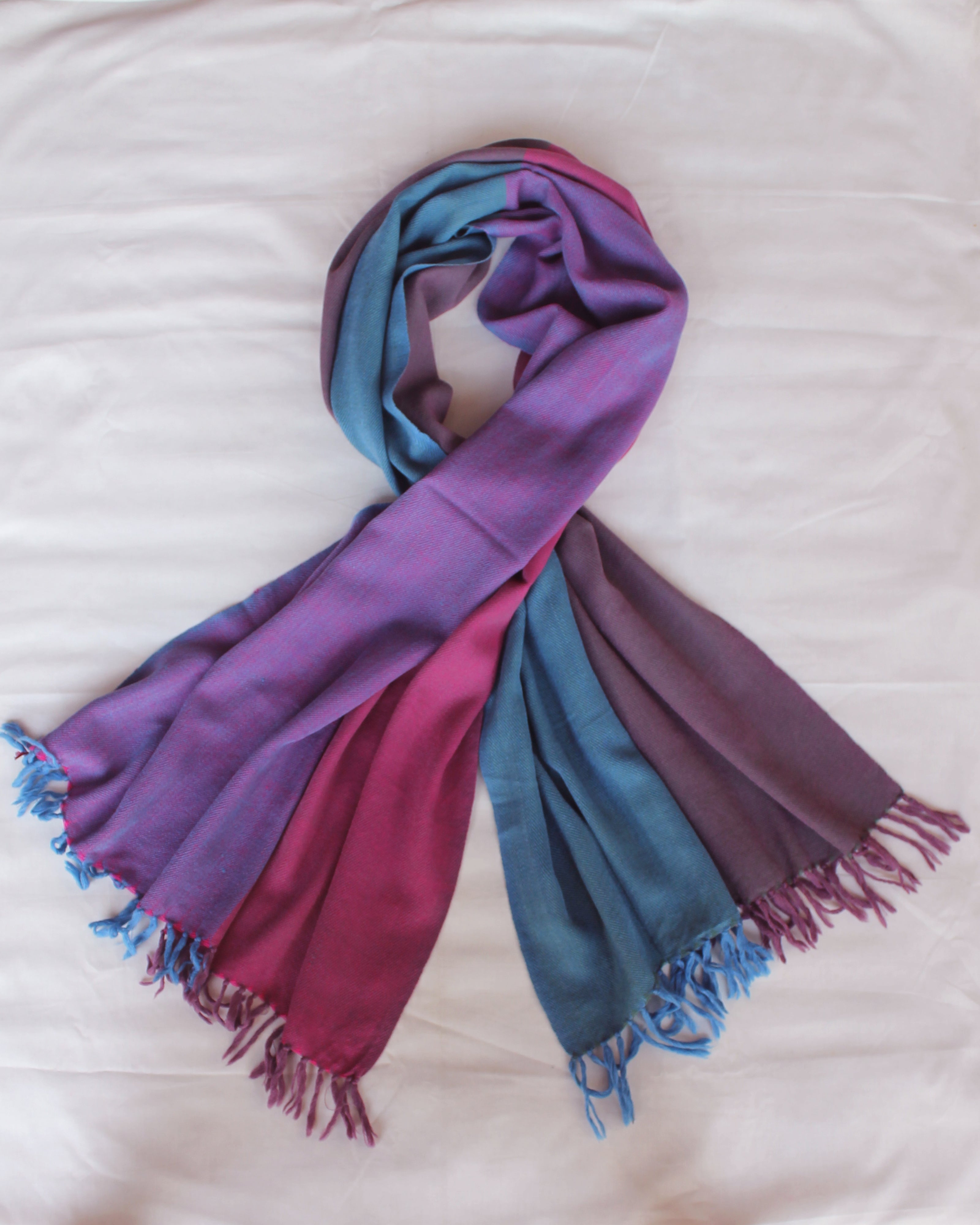 Pink Blue Block Woven Stole
