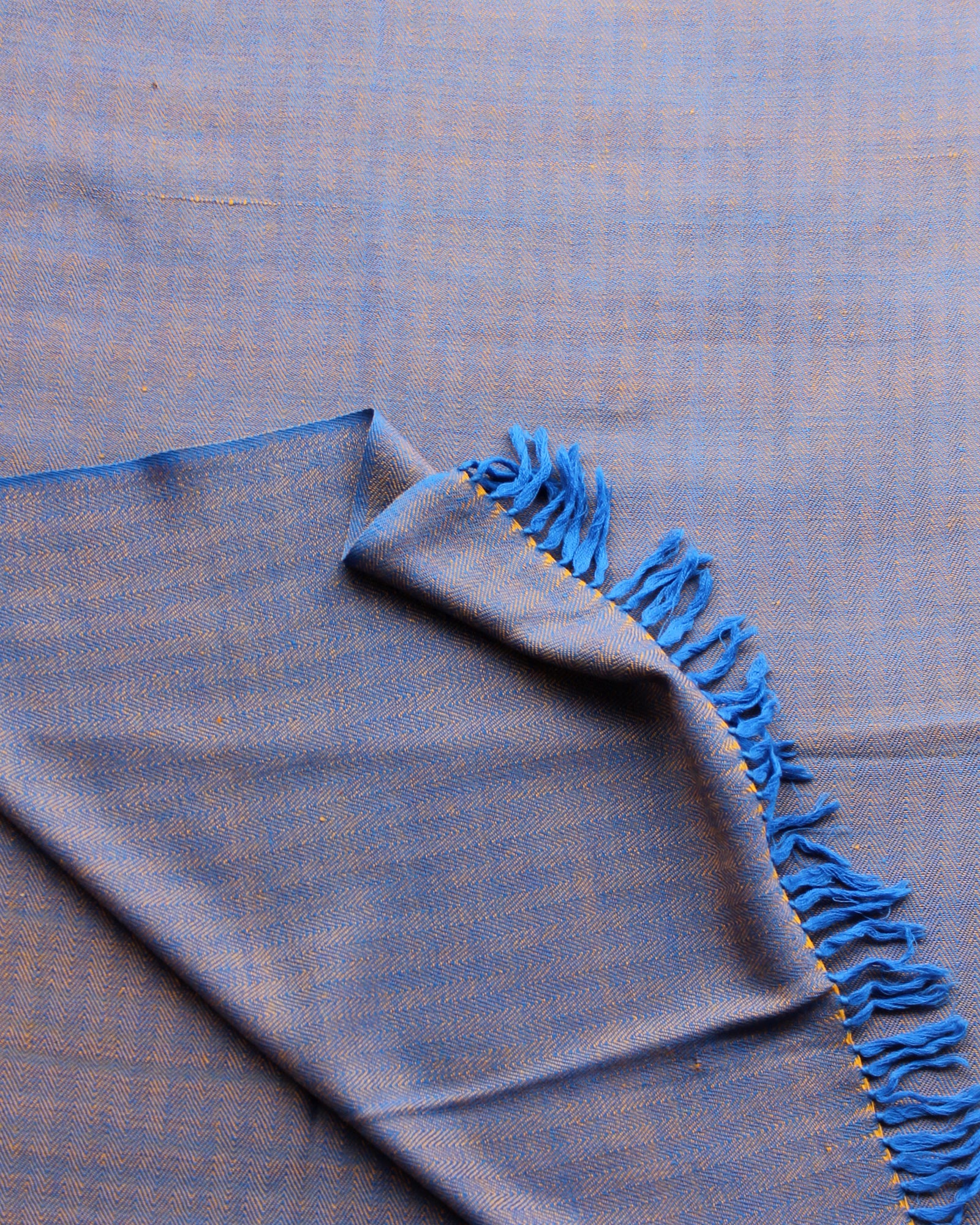 Blue Yellow Mix Woven Stole