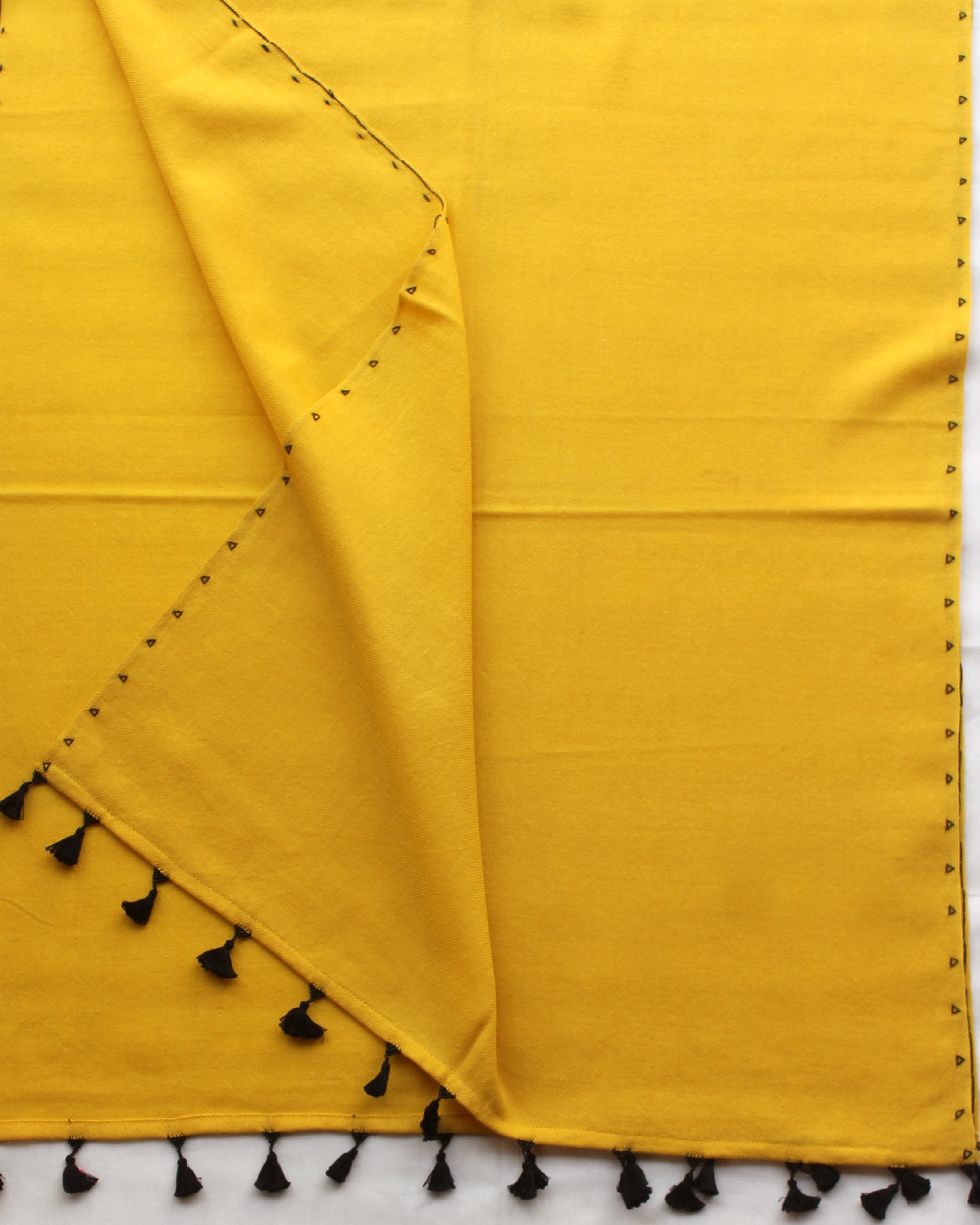 Yellow Bead Tassel Woven Stole | Hand Embroidery & Hand Bead Work