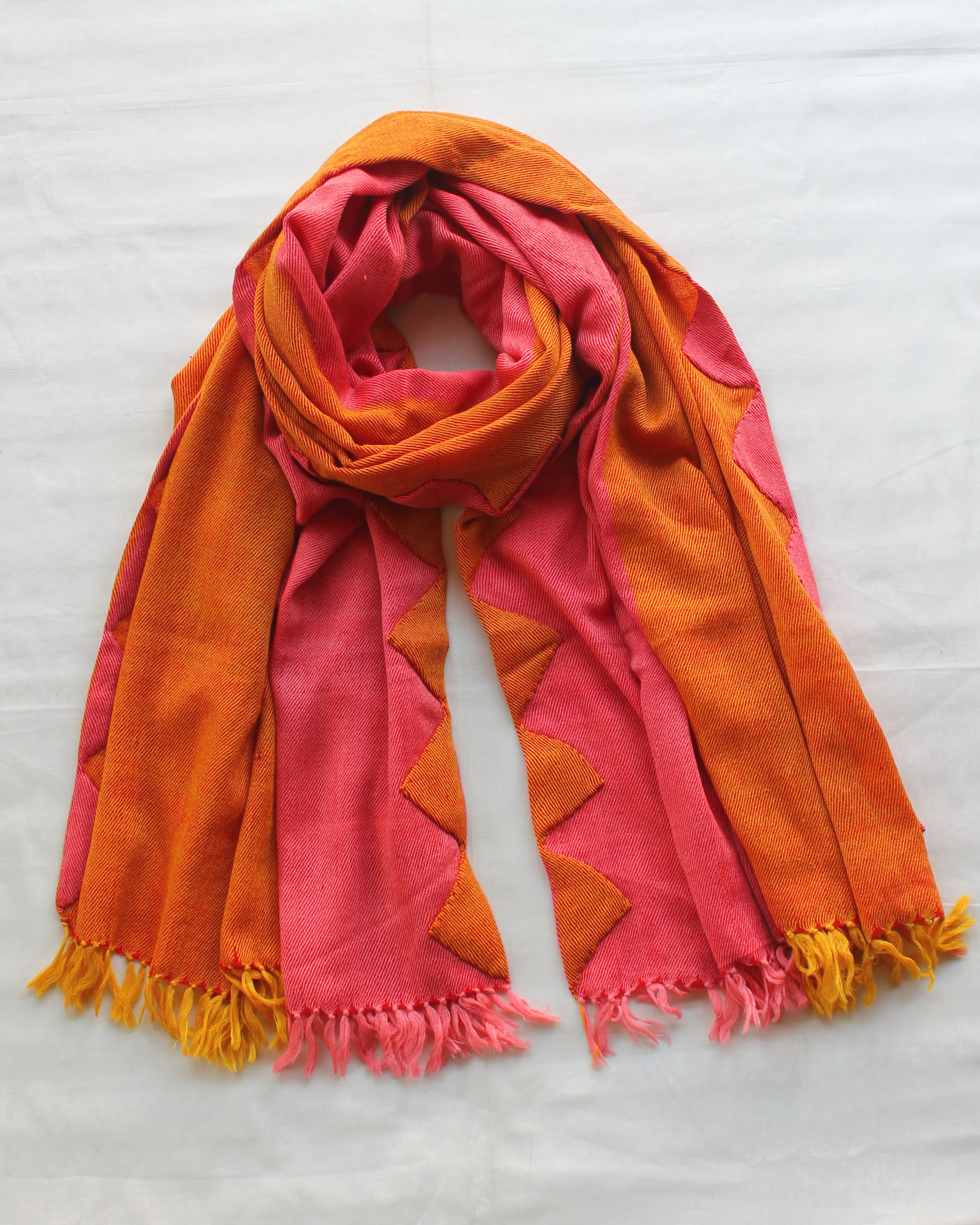 Orange Pink Tikona Woven Shawl