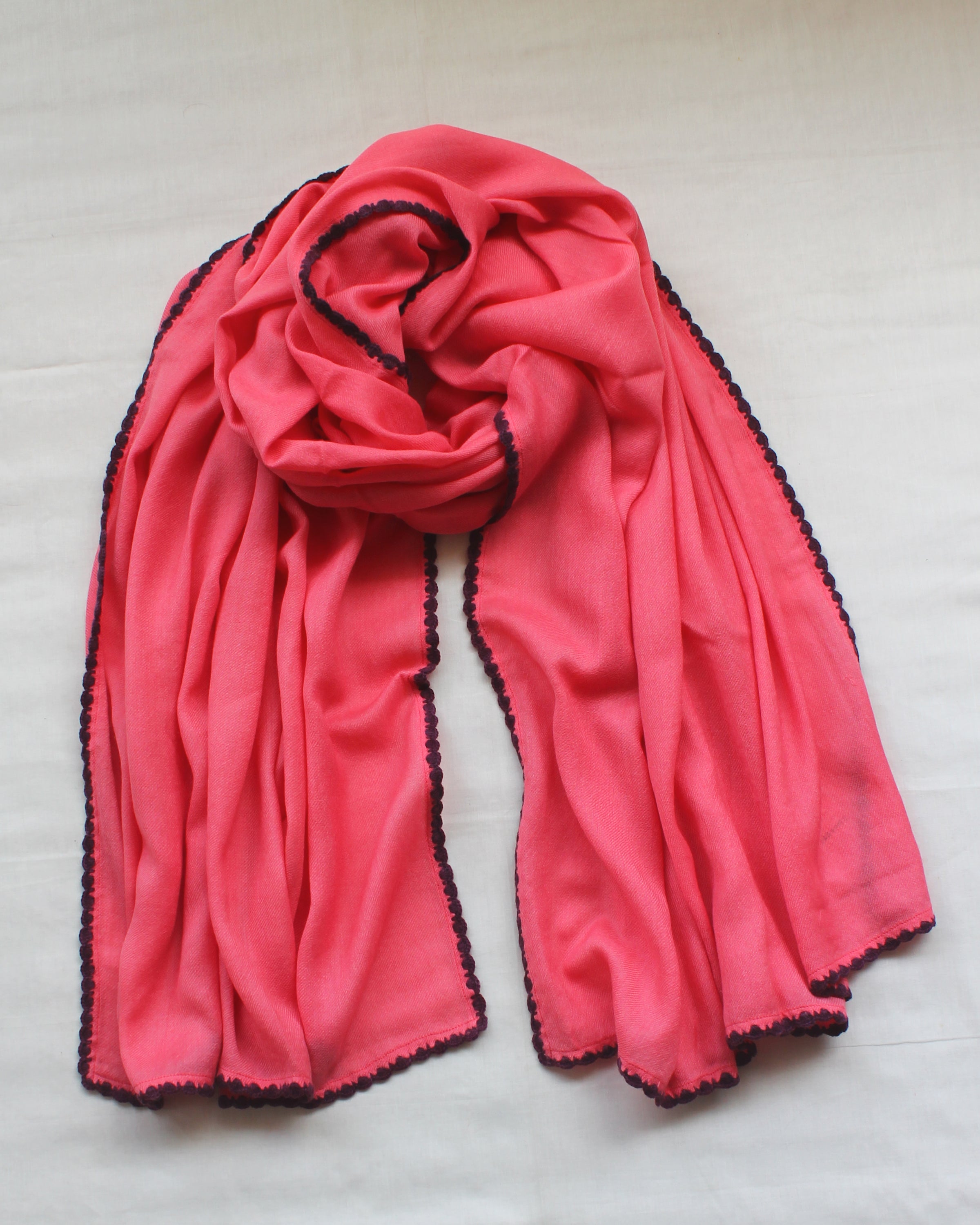 Pink Woven Purple Crochet Shawl