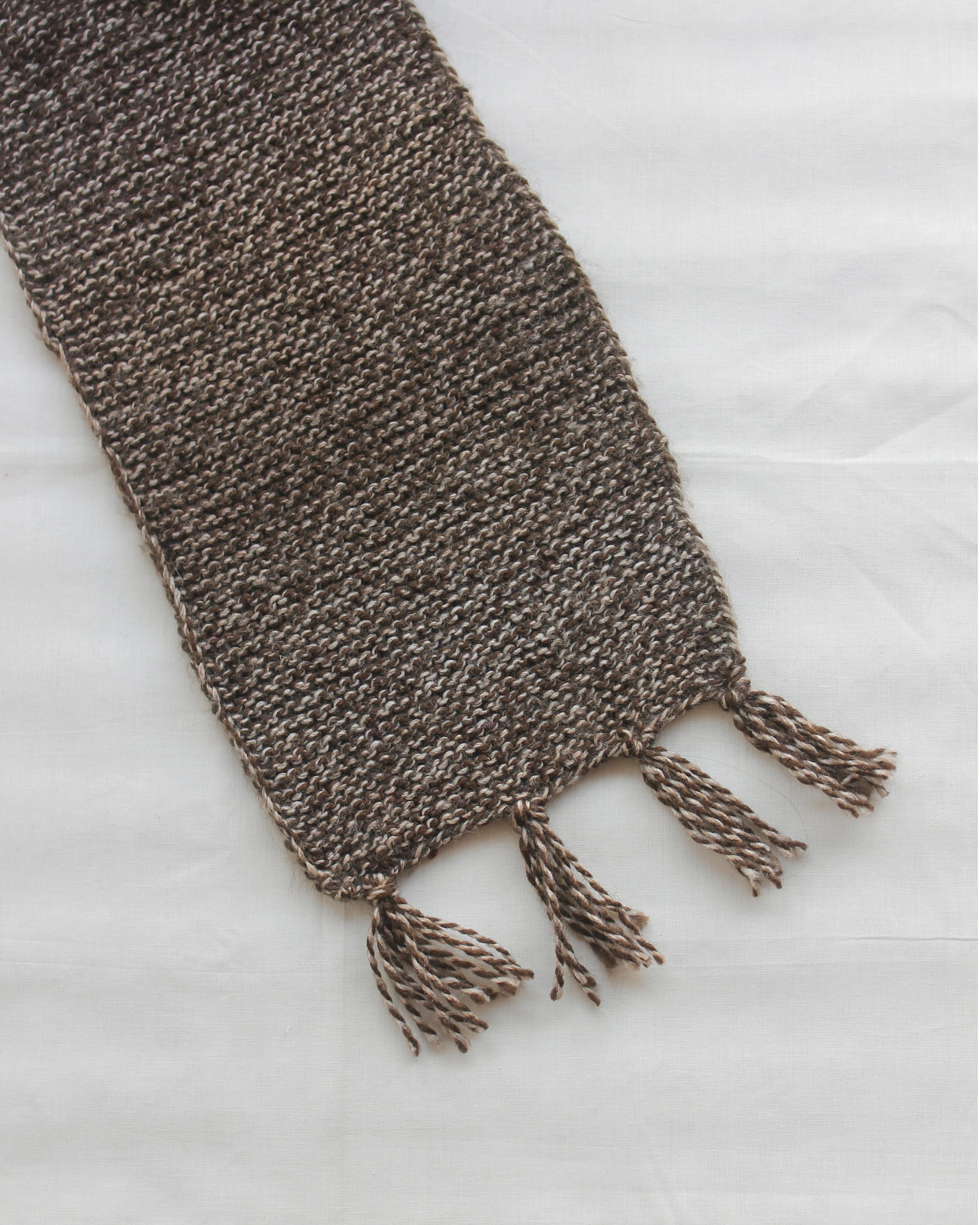 Brown Grey Blend Handknitted Muffler