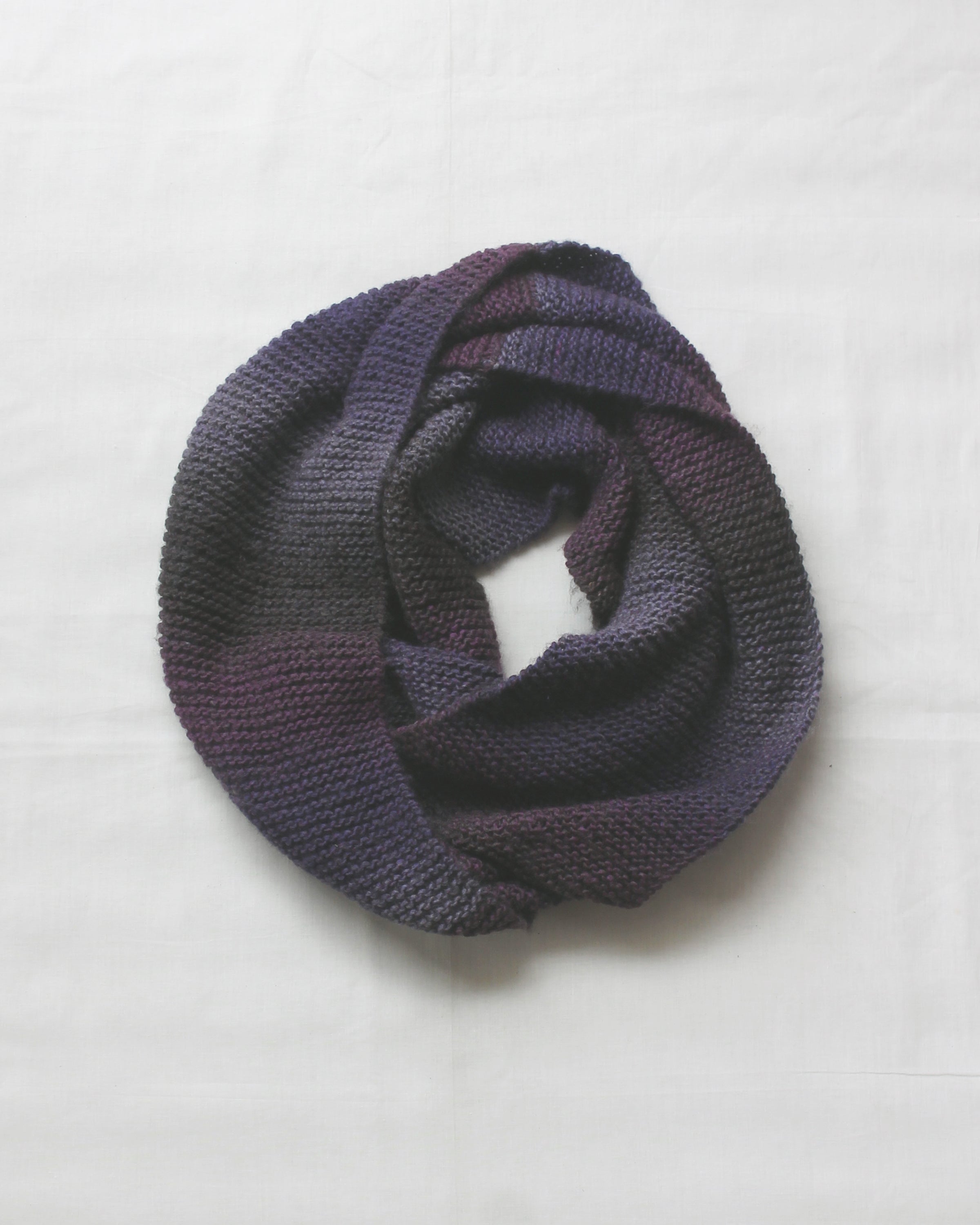 Purple Shaded Handknitted Infinity Scarf