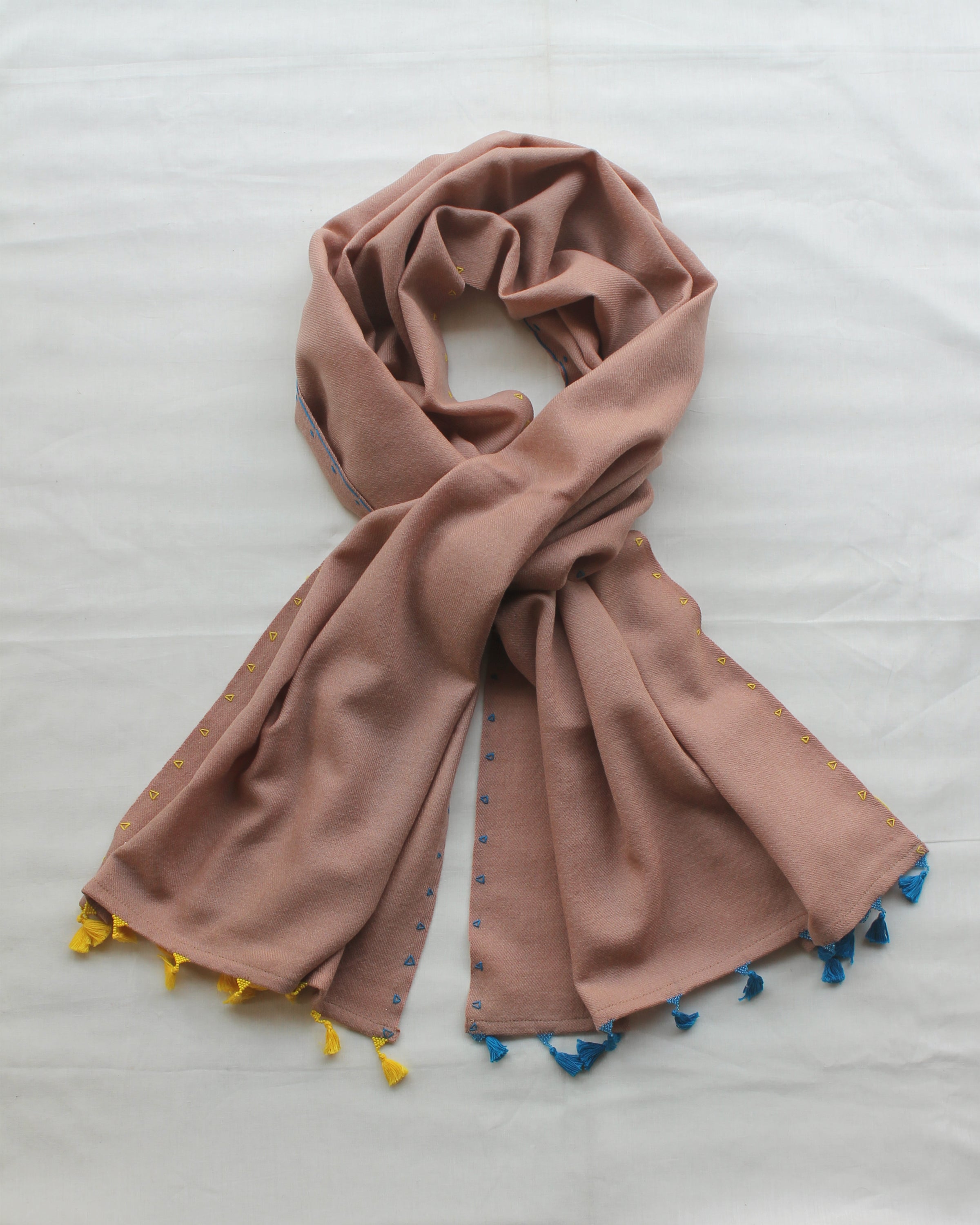 Gery Bead Tassel Woven Stole | Hand Embroidery & Hand Bead Work