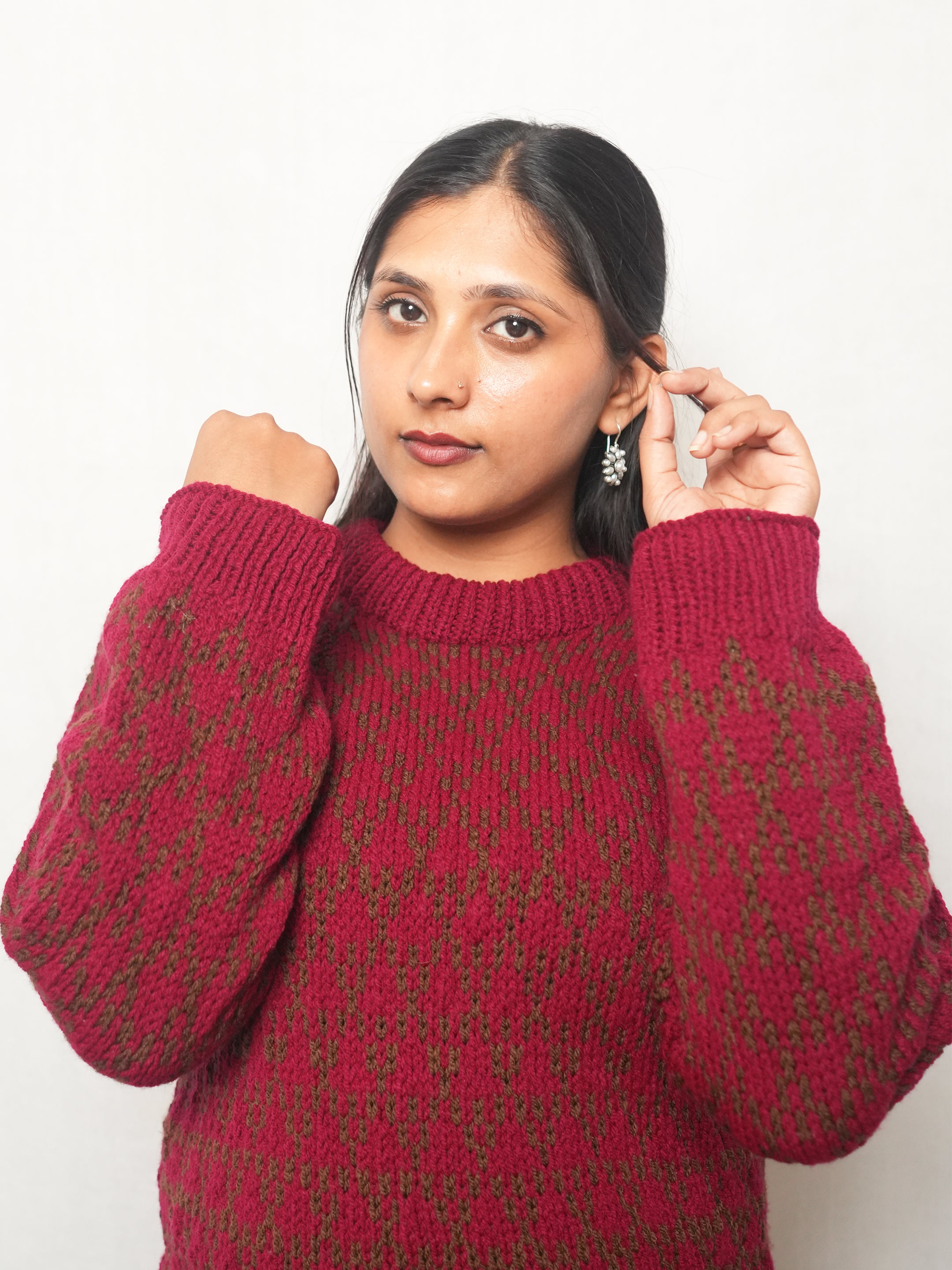 Barfi Maroon Brown Sweater