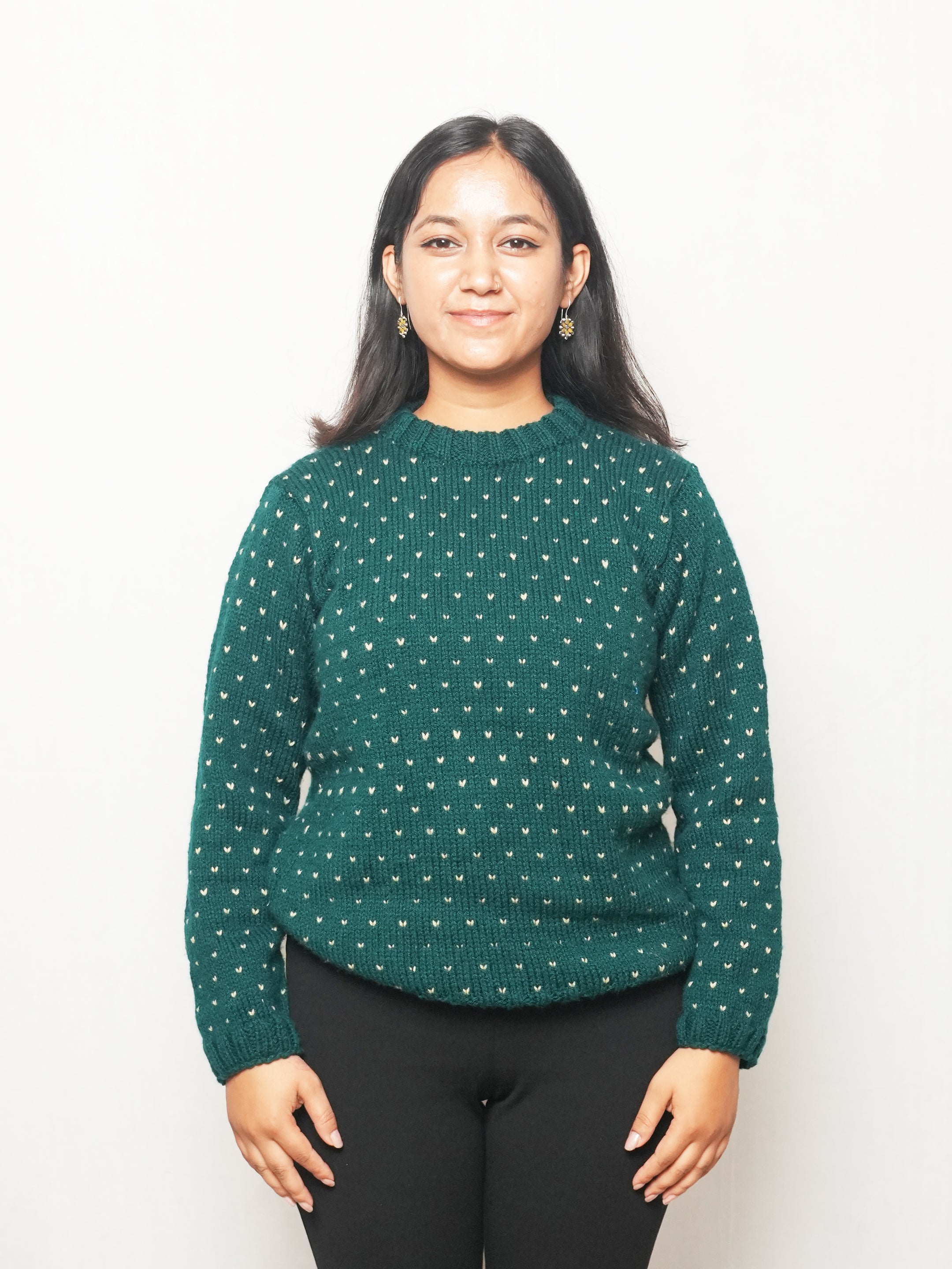 Teal Green V Design Sweater