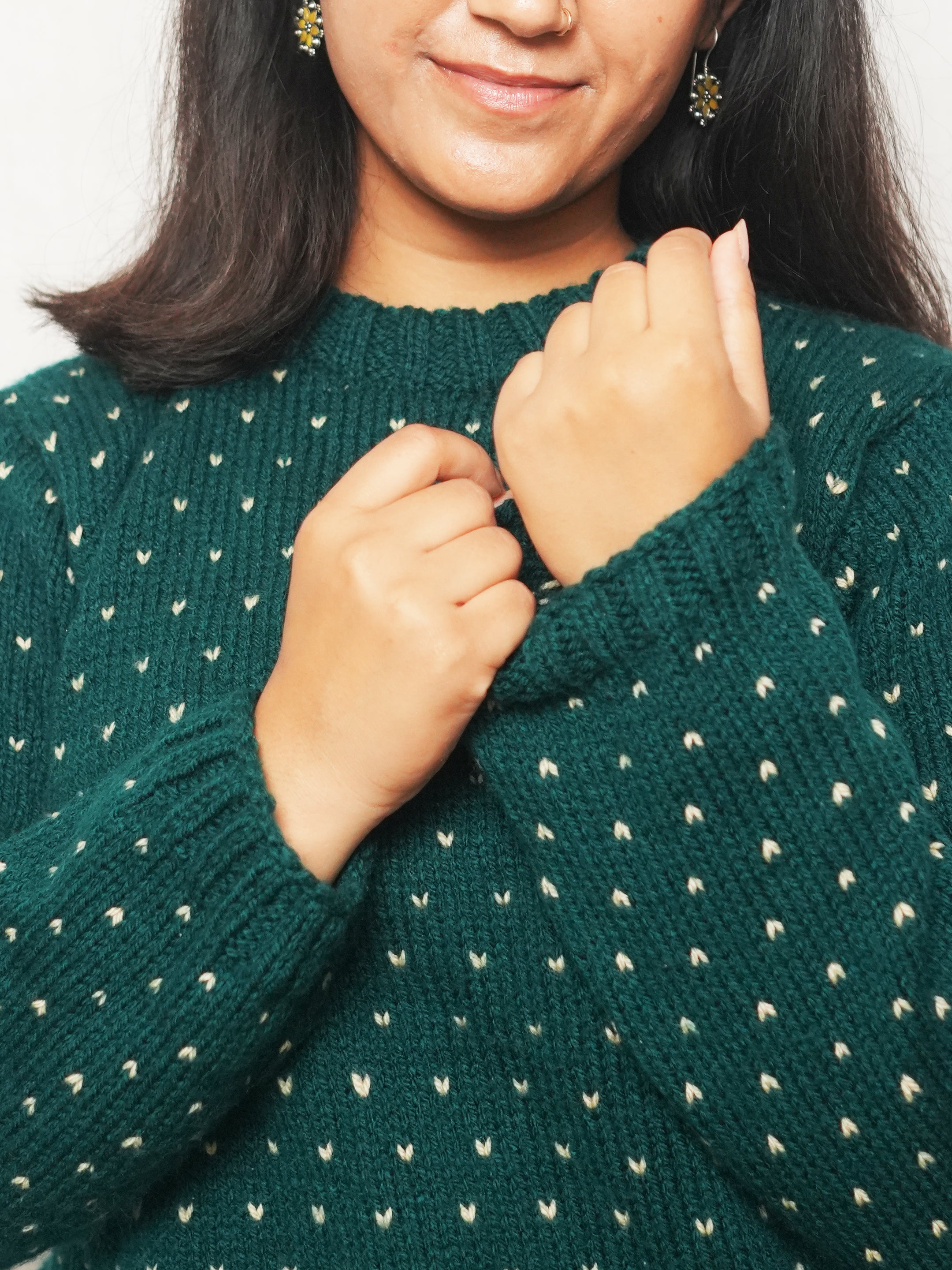 Teal Green V Design Sweater