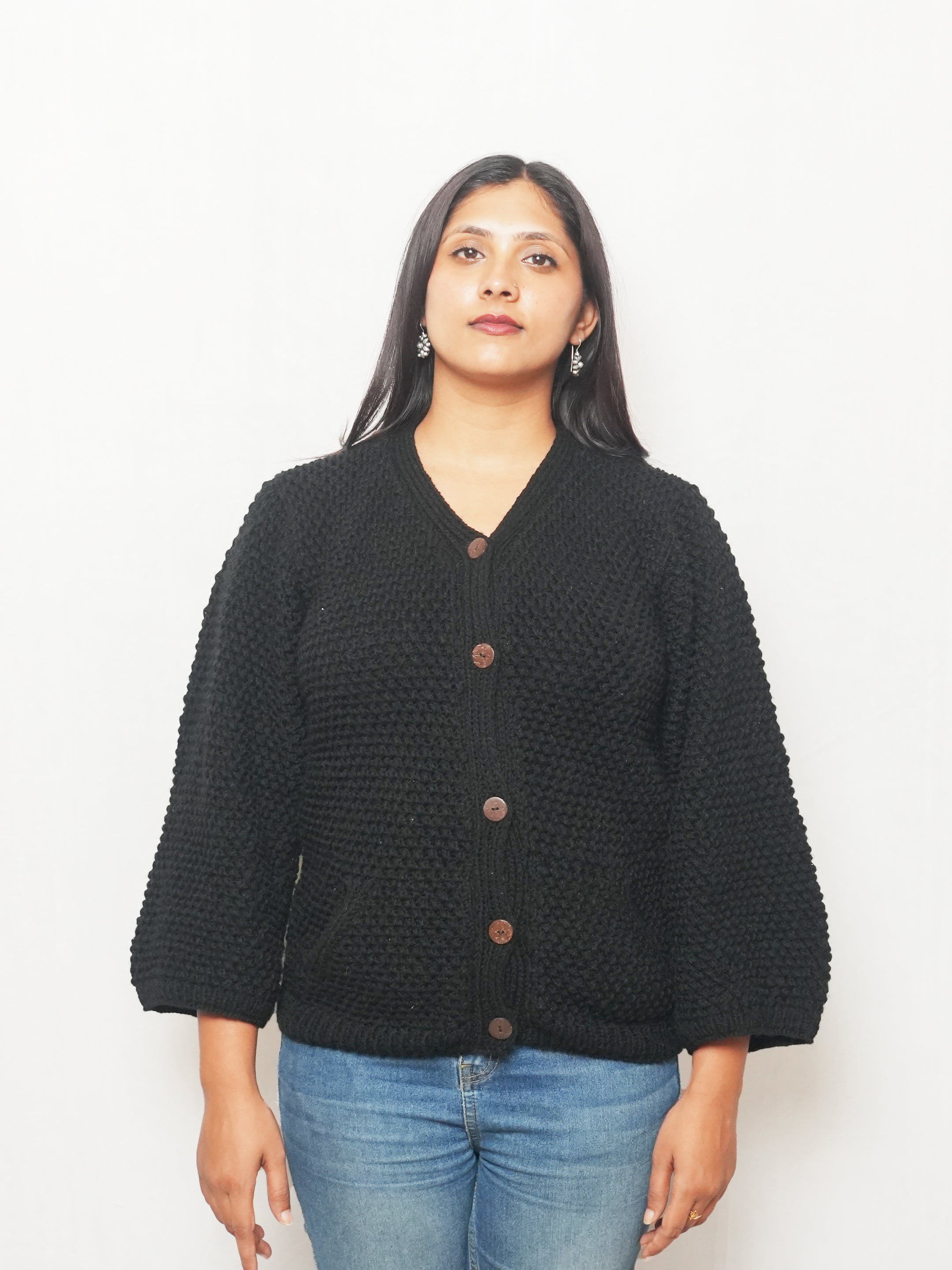Black Textured Cardigan