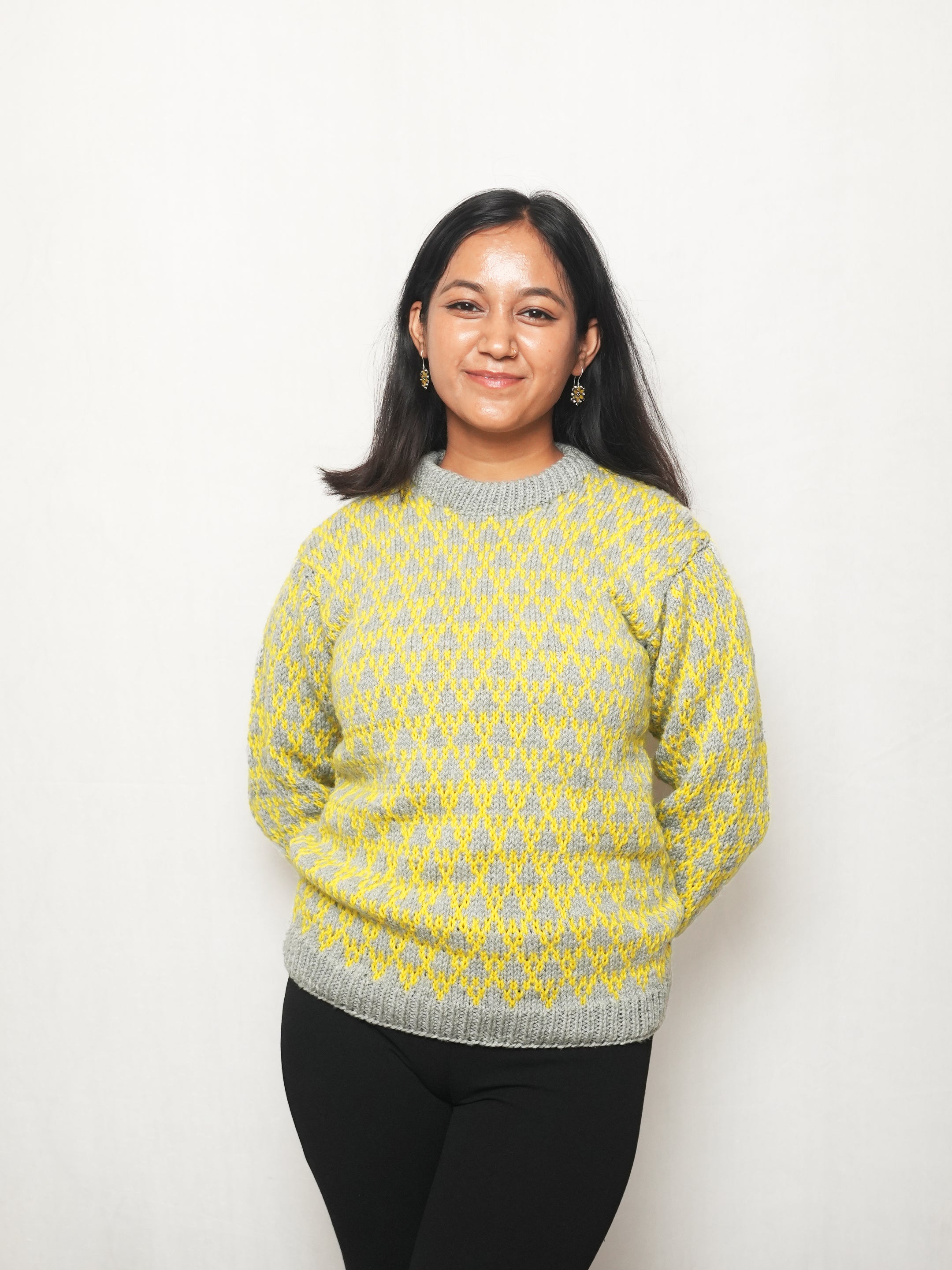 Barfi Yellow Grey Sweater